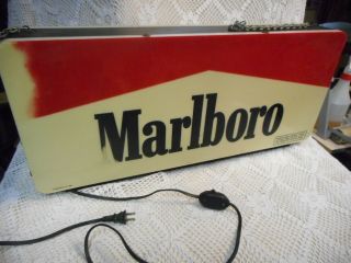 1995 Marlboro Lighted Sign Double Sided Hangs 28x5x12 " Cigarettes Phillip Morris