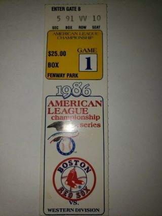 1986 Boston Red Sox American League Championship Series Ticket Stub Game 1