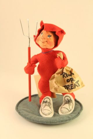 1992 Annalee Toy Doll 7 " Halloween Trick Or Treat Red Devil Boy 3043,  Bag