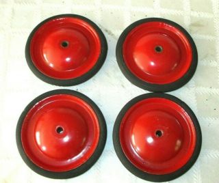4 - Vintage Wagon Scooter - Wheels - Hard Rubber Tires - 6 " - Radio Flyer - Pull Toy