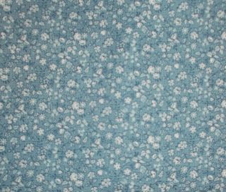 Vintage 1 1/2 X 44 " W Tiny Blue Floral Cotton Quilt,  Craft & Sewing Fabric Dolls