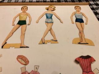 4 Ballet Dancing Paper Dolls 1955 Many Clothes 3 Dolls Pink Yellow Green