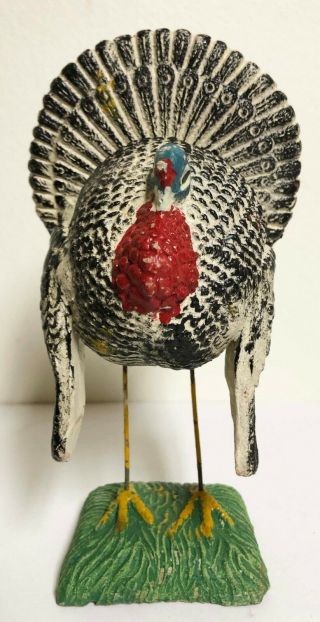Antique /old Vintage Ceramic Composition Folk Art Turkey Wire Legs Putz?
