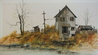 , Signed,  Vintage Watercolor By Listed Artist Borys Buzkij; Rural Scene