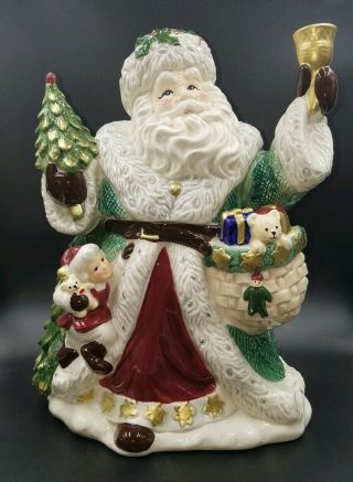 Vintage 1994 Omnibus Fitz & Floyd Santa W/ Bell,  Tree 12 " Christmas Cookie Jar