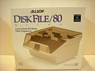 Allsop Disk File Micro 3.  5 " Floppy Disk Storage Box Case Holder 80 Diskettes Nib