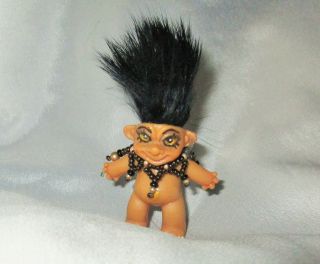 Tiny Egyptian Troll Doll Fur Hair Vintage Trolls Mini Pencil Topper 1.  5 "