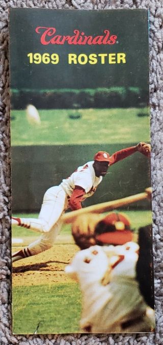 1969 St.  Louis Cardinals Baseball Fold - Out Roster Bob Gibson On Front