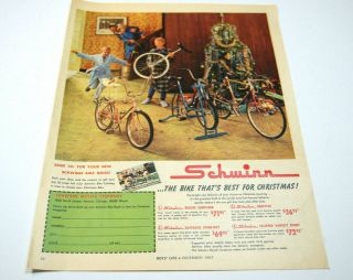 2 Vintage Print Ad 1967 Schwinn Fastback Stingray Varsity Uni - Cycle Christmas