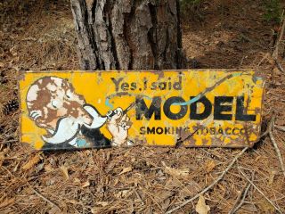 Vintage Old 30s Model Pipe Cigarette Tobacco Gas Oil Porcelain Sign Monopoly Man