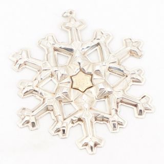 Vtg Sterling Silver & Gold Filled 1981 Gorham Snowflake Christmas Ornament 21.  5g