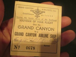 1934 Grand Canyon Airlines Ticket Stub - Vintage Las Vegas