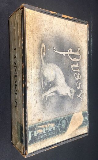 C VERY RARE Antique Pussy Cigar Box 5 Cent SCARCE 1908 2