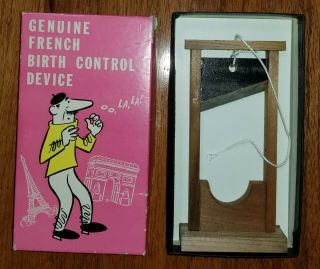 Vintage French Birth Control Device 1969 Gag Gift Guillotine Wood Penis