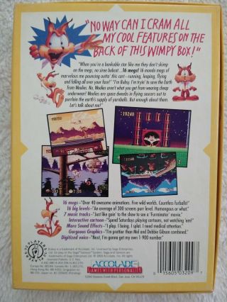 Vtg 1993 Bubsy Sega Genesis Game Accolade Complete CIB Box,  Orig 10 Promo Cards 2
