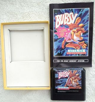 Vtg 1993 Bubsy Sega Genesis Game Accolade Complete CIB Box,  Orig 10 Promo Cards 3