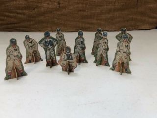 10 Vintage Paper Cardboard Stand - Up Baseball Figures.  Very Old.  2.  5” Tall.