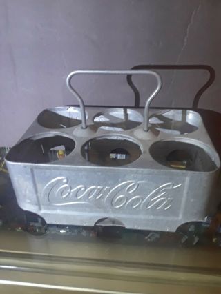 Vintage Coca - Cola Coke Aluminum Metal Drink Carrier 6 - Pack Bottle Holder