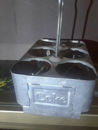 Vintage COCA - COLA Coke Aluminum Metal DRINK CARRIER 6 - Pack Bottle Holder 3