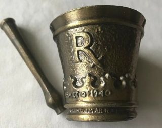 Vintage Brass Mortar And Pestle Heavy Apothecary Herb Spice Grinder