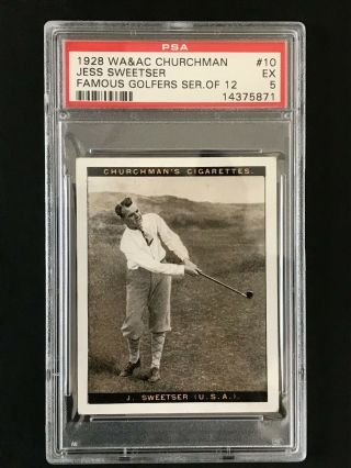1928 Churchman Famous Golfers Ser.  Of 12 - Large: Jess Sweetser 10 Psa Grade 5