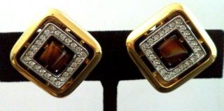 Rare Vintage Estate Signed Givenchy Paris York 1979 1 " Clip Earrings G870q