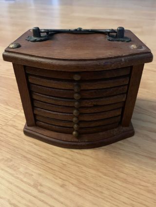 Vintage Wood & Cork Coaster Set With Wooden Storage Box Set Of 8 Coasters