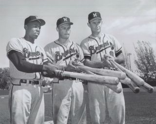 Hank Aaron,  Eddie Mathews,  Joe Adcock 8x10 Photo Milwaukee Braves