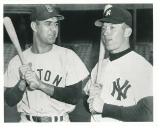 Mickey Mantle Yankees And Dick Gernert Red Sox 8x10 Photo
