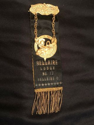 Vintage Bellaire Ohio Metal With Ribbon P.  A.  P.  Loyal Order Of Moose Losge No.  12