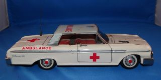 Vintage Ambulance " Ford Galaxie 500 " Tin Litho Friction Car