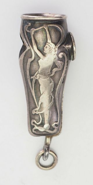 Antique Art Nouveau Nude Woman Design Sterling Silver Cigar Cutter Charm