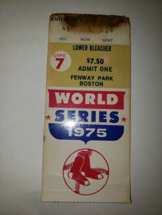 1975 World Series Game 7 Ticket Stub Boston Red Sox Vs Cincinnati.