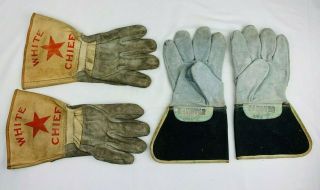 Vintage White Chief & Hanover Leather Work Gloves