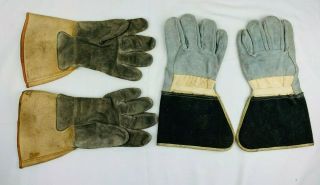 Vintage White Chief & Hanover Leather Work Gloves 2