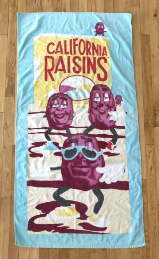 California Raisins Vintage Beach Towel - 60 " X 30 " - 1980s Summer Bath Retro