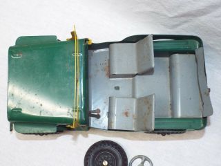 Vintage Antique Marx Lumar Willys Green Pressed Steel Jeep Toy Car 3