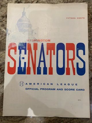 1958 Washington Senators Official Program And Scorecard