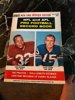 1966 Nfl & Afl Pro Football Record Book Jim Brown/jack Kemp Ex