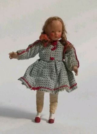 Caho Dollhouse Doll Caco Germany Miniature Girl 1940s Comp Metal Antique Vintage
