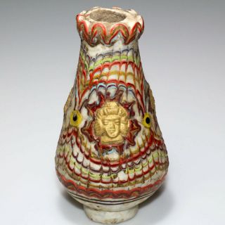 Rare Roman Era Phoenician Colored Glass Bottle With Gold Decorations Ca 100 - 20