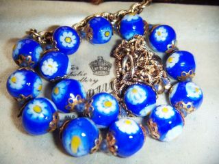 Vintage Jewellery Venetian Murano Millefiori Art Glass Bead Necklace Daisy Chain