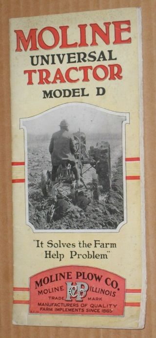 Vintage Moline Plow Co.  Universal Tractor Model D Advertising Brochure