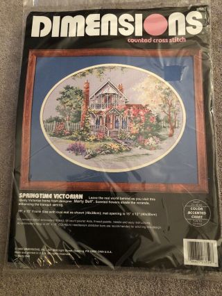 1994 Dimensions Springtime Victorian Counted Cross Stitch Kit Marty Bell Vtg