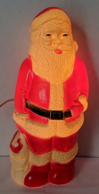 Vintage Union Products Christmas 13 1/2 " Light Up Santa Blow Mold