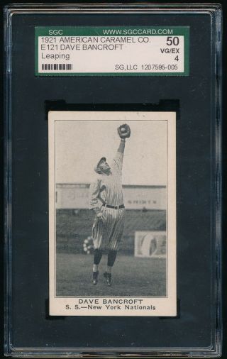 1921 E121 American Caramel (series 80) - Dave Bancroft - Leap (giants) Sgc 50 Hof