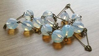Czech Moonstone Faceted Glass Bead Necklace Vintage Deco Style