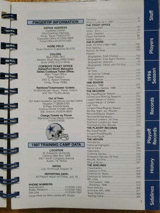 1997 Dallas Cowboys Press Media Guide Record Book Darren Woodson Cover 2