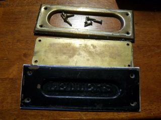 Vintage Brass Mail Letter Slot For Front Door.  W/custom Brass Plate