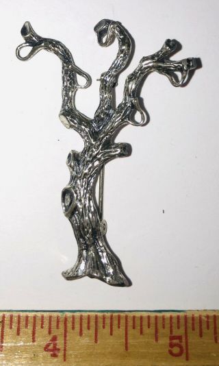 VINTAGE BEAU STERLING SILVER FAMILY TREE OF LIFE? CHARM HOLDER BROOCH SIGNED 2” 2